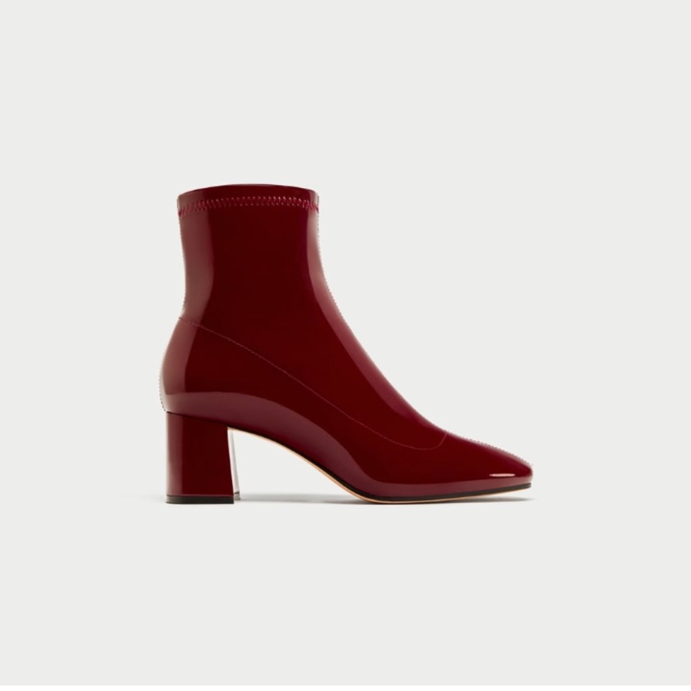 ZARA High Heel Faux Patent Ankle Boots - Picture 4 of 6
